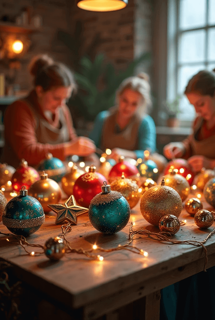 Bolas de natal com gliter.