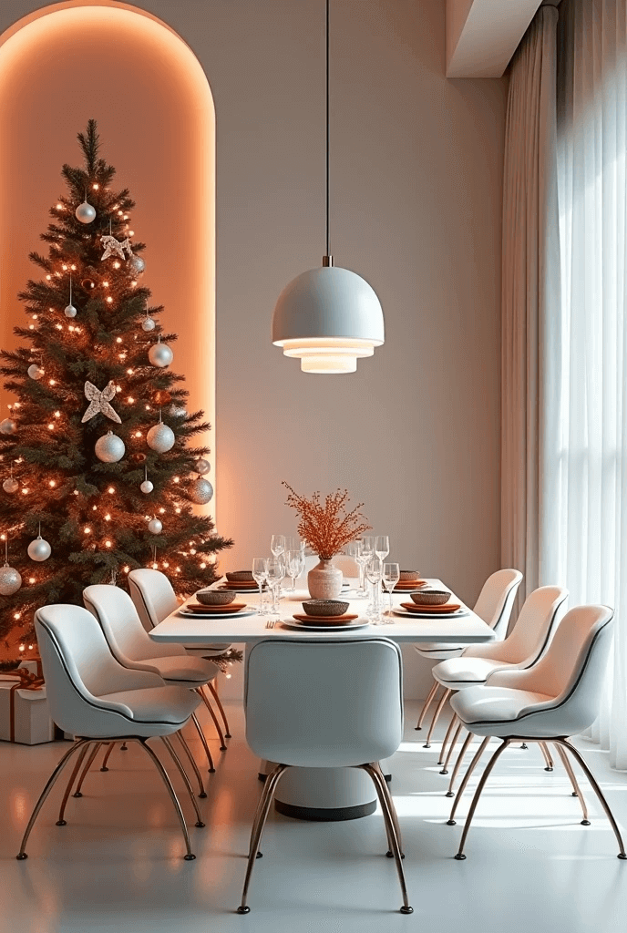 Sala minimalista com poucos enfeites de natal, traduz a sofisticação da decoração de natal minimalista.