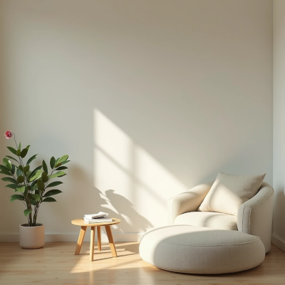 Canto de ambiente reorganizado com poucos objetos afetivos: vaso com flor fresca, vela apagada e livro fechado. A luz natural preenche o espaço com calma e sensação de respiro emocional.

