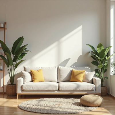 Quarto com cama posicionada ao centro da parede, cabeceira visível, luz natural entrando pela janela e espaço livre dos dois lados. O ambiente transmite apoio, estabilidade e acolhimento sensorial.