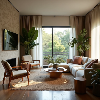 Sala equilibrada com mistura harmônica de elementos antigos e novos, transmitindo sensação de casa viva que evolui com o tempo.