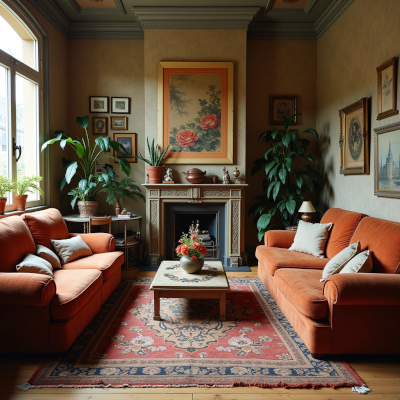 Ambiente limpo, porém com mistura excessiva de estilos, cores e objetos, gerando ruído visual e sensação de desorganização estética.