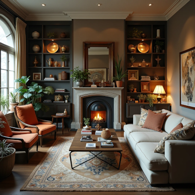 Sala com excesso de objetos acumulados criando sensação de peso e saturação visual.