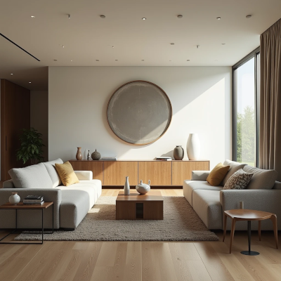 Sala com móveis bloqueando a passagem e dificultando a circulação.