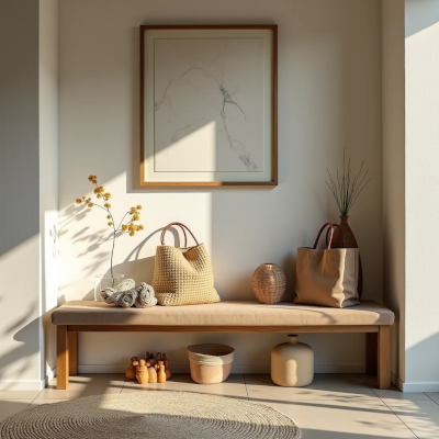 Superfície organizada visualmente, mas com objetos posicionados de forma pouco funcional para o uso diário.