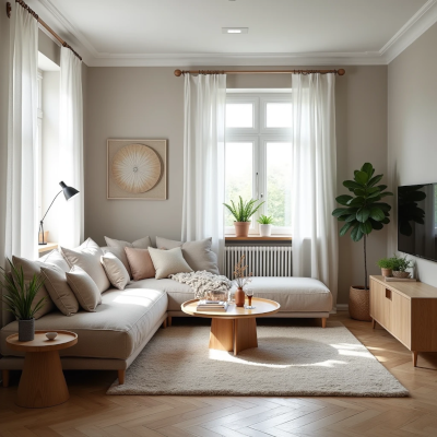 Ambiente com layout fluido e objetos bem posicionados, facilitando a rotina e a circulação.