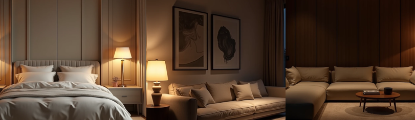 A iluminação da noite muda completamente a sensação da casa